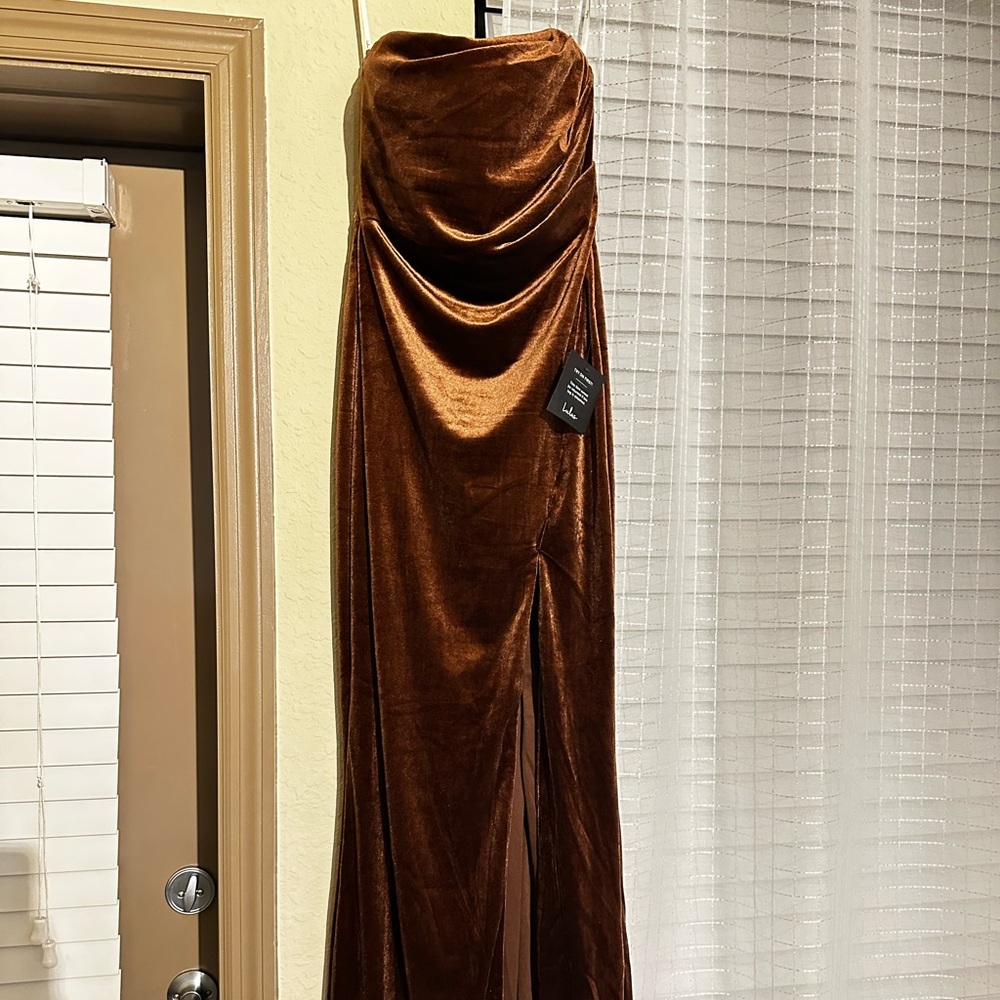 Elegant Brown Velvet Gown